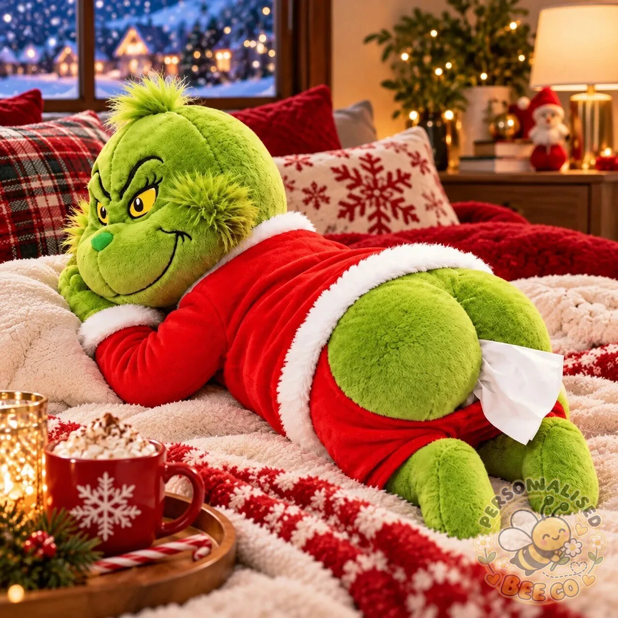 Grinch Butt Plush Tissue Box Holder Funny Christmas Decor & Gift