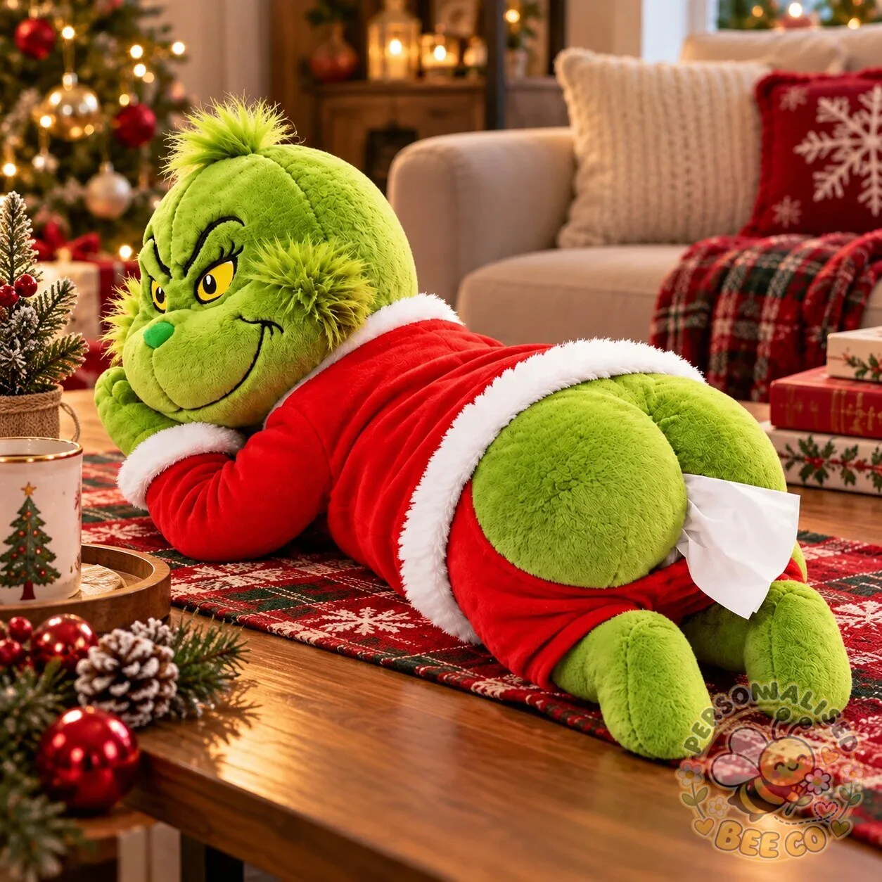 Grinch Butt Plush Tissue Box Holder Funny Christmas Decor & Gift 8 Grinch Butt Plush Tissue Box Holder Funny Christmas Decor & Gift