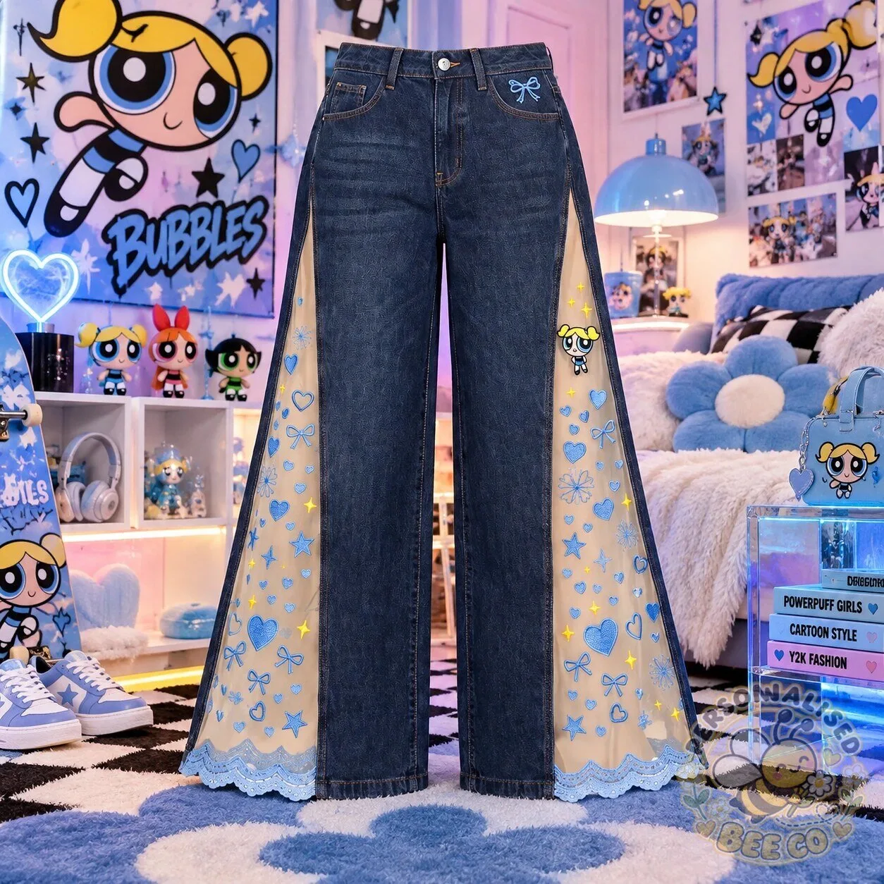 Thepuffjeans H&M The Powerpuff Girls Character Flare Jeans 11 Thepuffjeans H&M The Powerpuff Girls Character Flare Jeans